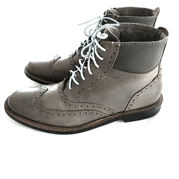 Original Penguin WT Brogue Charcoal Gray Leather Wingtip Lace Up Ankle Boots 10 - Picture 8 of 8